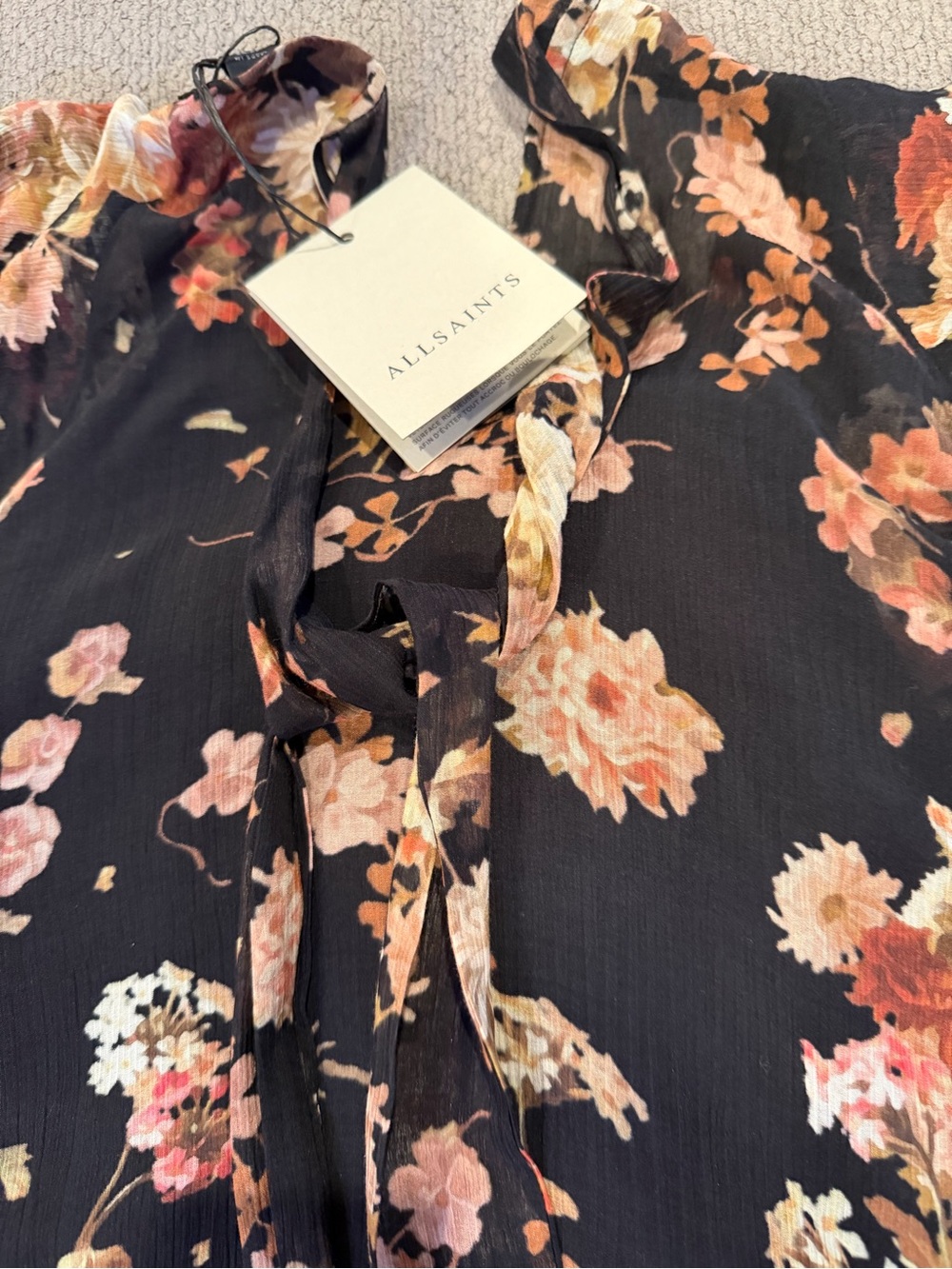 ALL SAINTS
Lissie Floral print Ruffle Long-Sleeve Blouse - Black - Picture 6 of 9